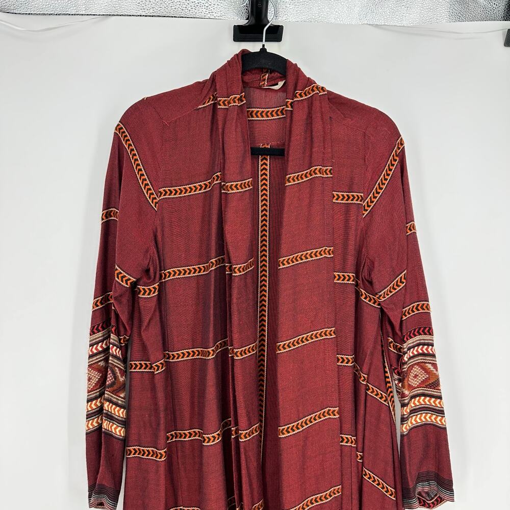 Soft Surroundings Womens Duster Cardigan Size S Long Sleeve Aztec Clay Red Boho - Picture 4 of 8